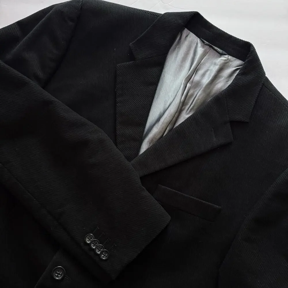 Banana Republic Men's Blazer 3 Button 46R Textured Twill Cotton Sport Coat Black